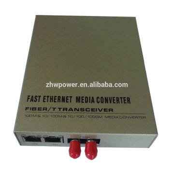 Convertisseur de médias 1FX + 2 RJ45, multimode monomode Convertisseur de médias à deux fibres optiques ST10 / 100 / 1000m